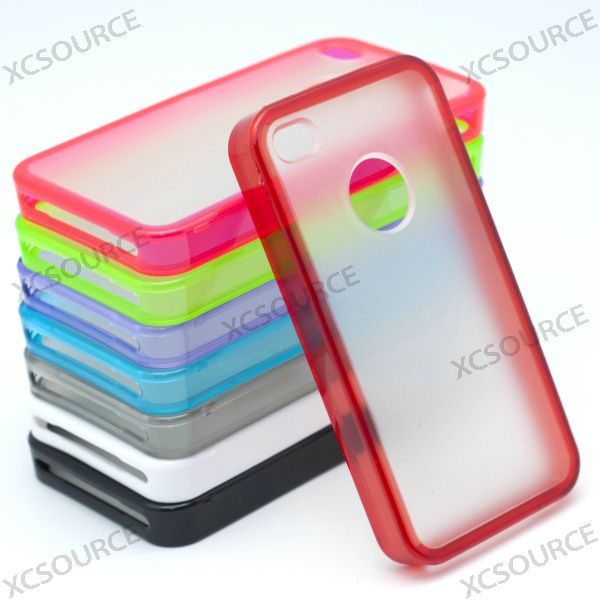 For Apple iphone 4S 4G 8 color silicone bumper TPU case cover film 