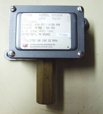 UNITED ELECTRIC UE J6 258 PRESSURE SWITCH  