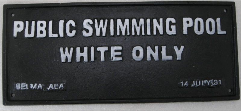 BLACK SEGREGATION CAST IRON SIGN PUBLIC SWIMMING POOL  