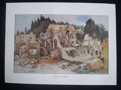 OLD PRINT   CLERMONT EN ARGONNE FRANCE WW1 c1915  