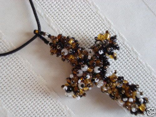 Fair Trade artisan craft Necklace beaded cross pendant Necklaces 