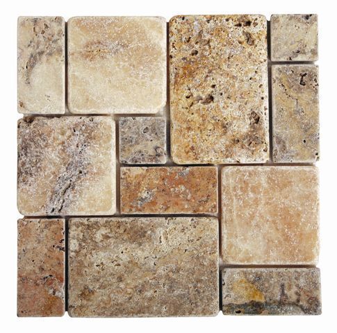 Scabos Travertine Tumbled Mini Pattern Mosaic Tile Mesh 13x13 Sheet 