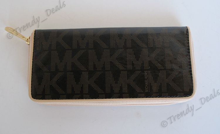 NWT Michael Kors Logo PVC Continental Jet Set Zip Around Wallet Clutch 