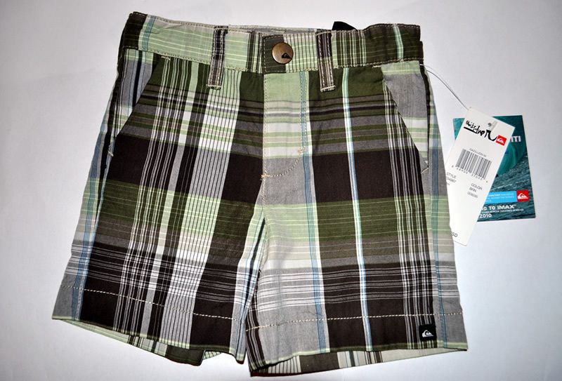 NEW BOYS QUIKSILVER INFANT GAZILLION SHORTS   BROWN/PLAID  MSRP $34 