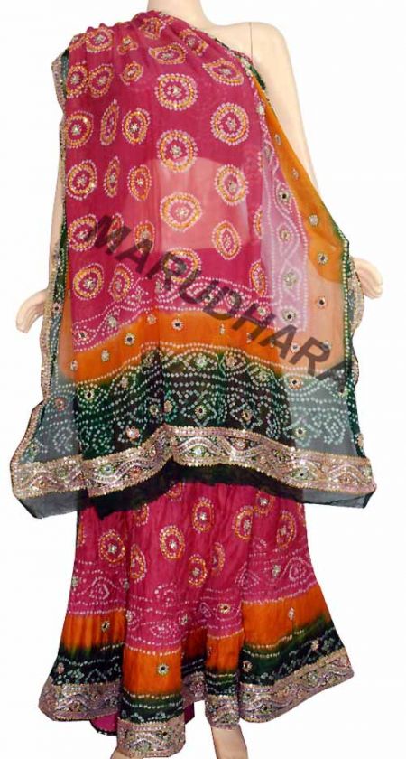 Indian Bandhani Bohemian Lehnga Ghagra Chaniya Choli  