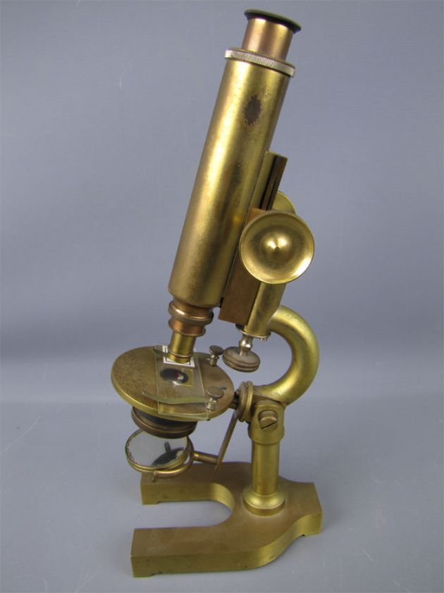 Antique Brass Monocular Microscope E.H. & F.H Tighe  