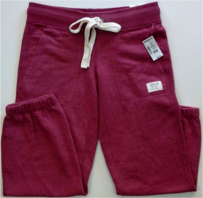 AEROPOSTALE Women Berry Drawstring Cropped Capri Sweatpants MSRP$39.50 