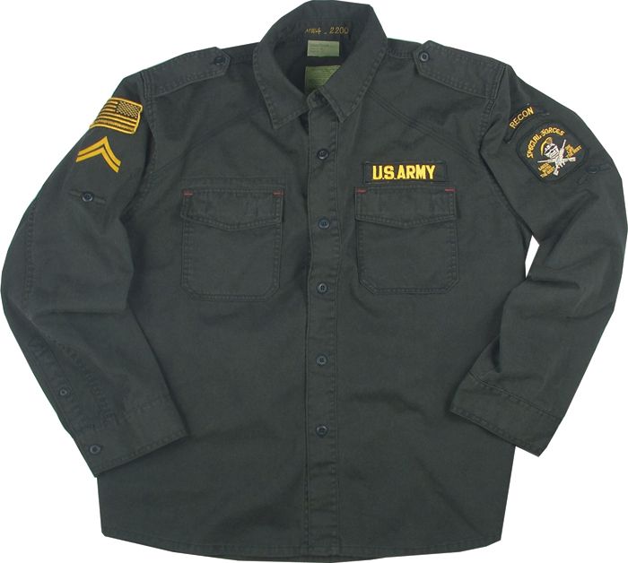 BLACK Special Forces Vintage BDU Fatigue SHIRT wPatches  