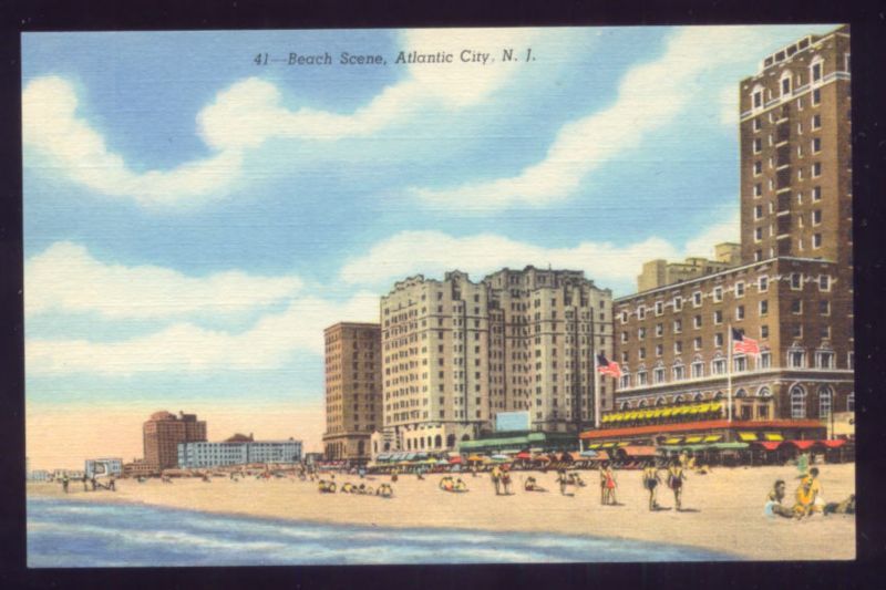 Beach Scene ATLANTIC CITY NEW JERSEY Postcard  