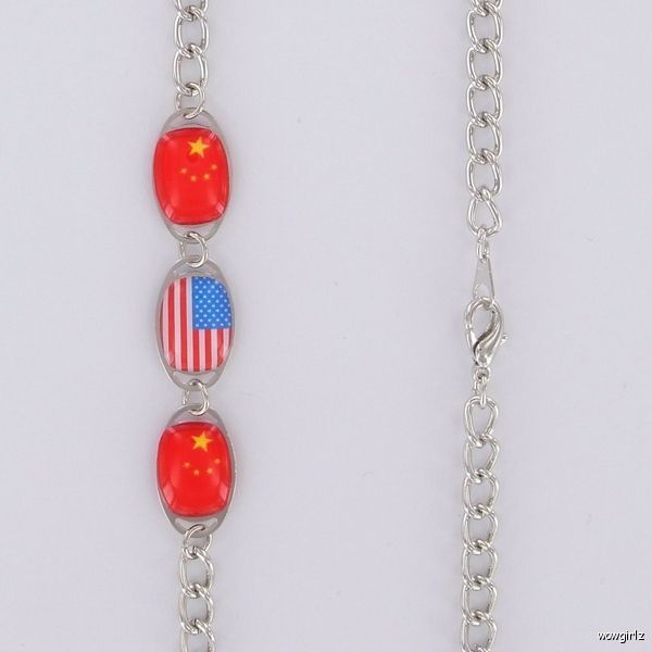 BRACELET / ANKLET   SWEDISH & AMERICAN FLAGS  