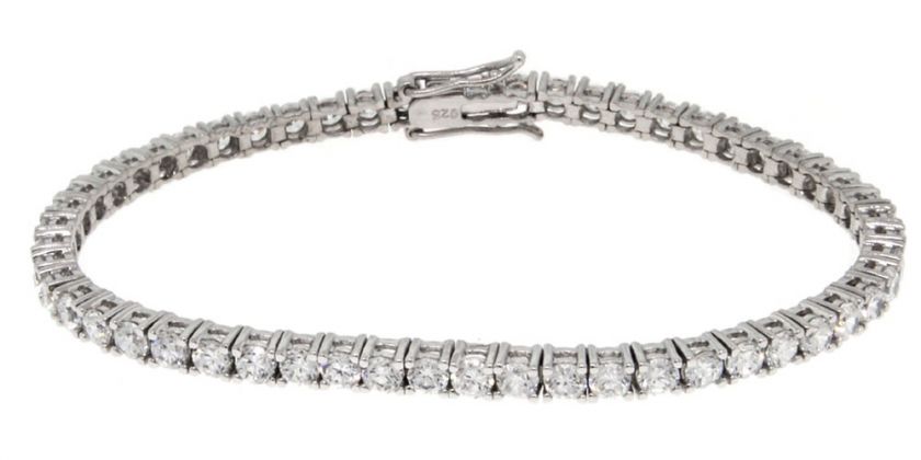 Timeless design Sterling Silver Cubic Zirconia Tennis Bracelet .