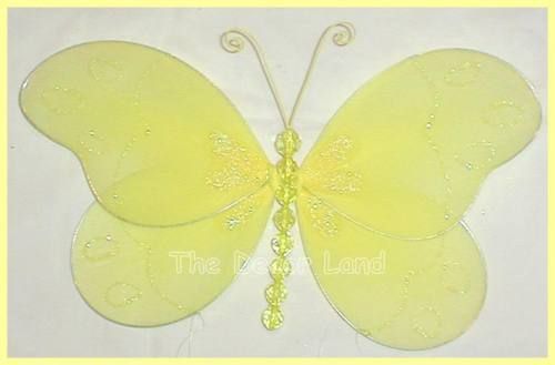 10 Yellow BUTTERFLY Wall Hanging Nursery Crystal Decor  