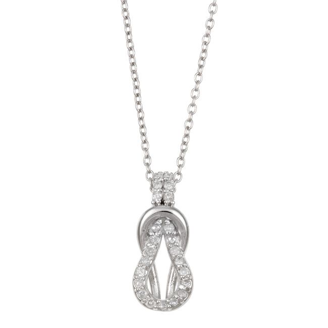 Platifina 18 Diamond Love Knot Necklace .20 tdw  