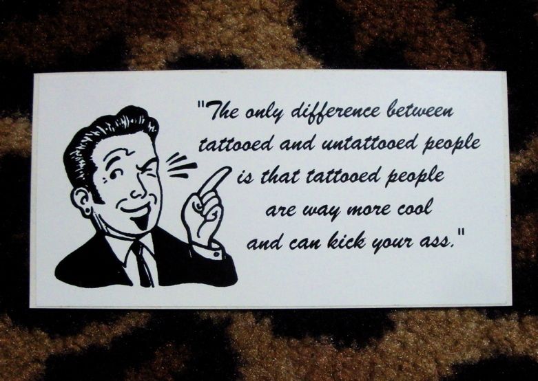   CAN KICK YOUR A@$ BUMPER STICKER TATTOO ROCK N ROLL NOVELTY  