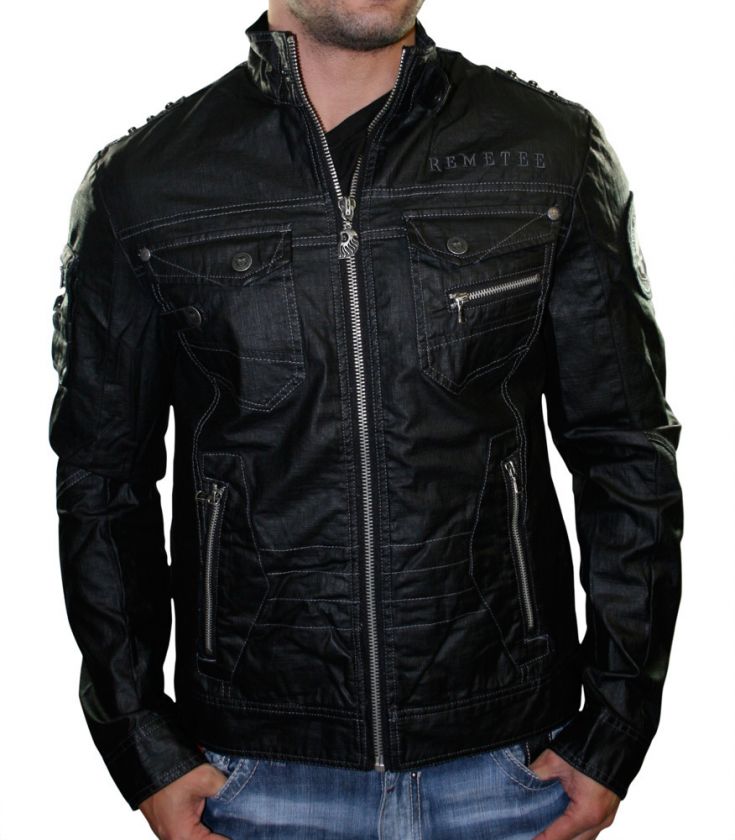 REMETEE Perfect Storm Cotton Linen Motorcycle Racing Mens Coat Jacket 