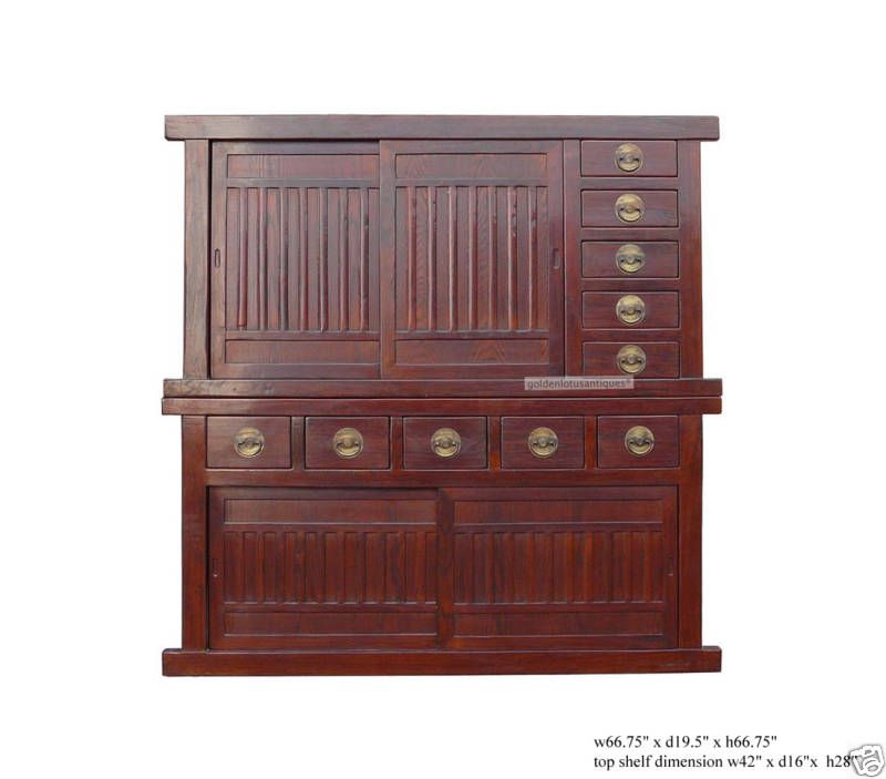 Dark Brown Large Japanese Two Layers Stack Tansu as997  