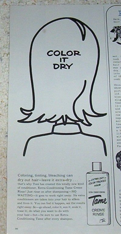 1967 advertising   Toni Tame hair creme rinse Vintage PRINT AD  