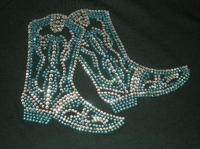 Western Cowboy Boots Rhinestone Iron On Transfer Bling  