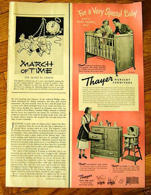 1950 Thayer Nursery Baby Furniture Ad  