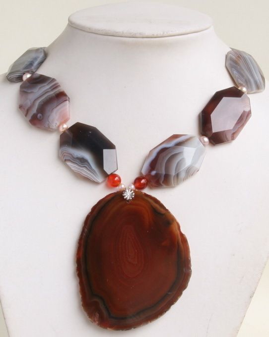 HUGE AGATE PENDANT BOTSWANA AGATE SLABS NECKLACE  