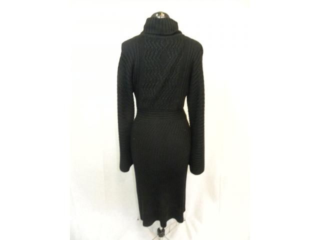 ADRIANNA PAPELL Black Knit Cozy Sweater Dress M  