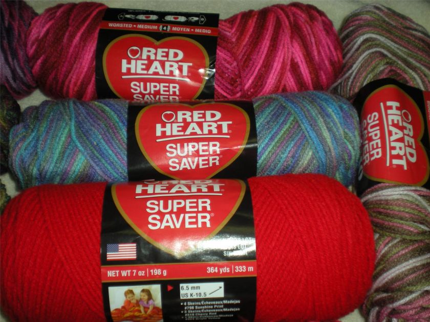 RED HEART SUPER SAVER YARN 7 OZ 5 OZ SKEINS VARIETY OF COLORS FREE 