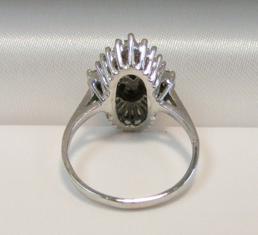 VINTAGE 14K WHITE GOLD 1.0cttw DIAMOND CLUSTER COCKTAIL RING Sz 5 1/2