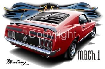 1970 Ford Mustang Mach 1 Official Licenced Tshirts  