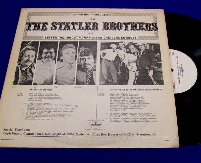 Statler Brothers 2 & a Half Hour Radio Country LP  