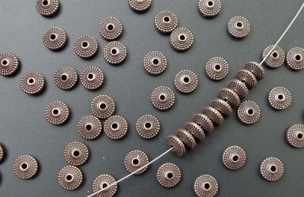 90 Antiqued Copper Space Ship Beads 8mm   