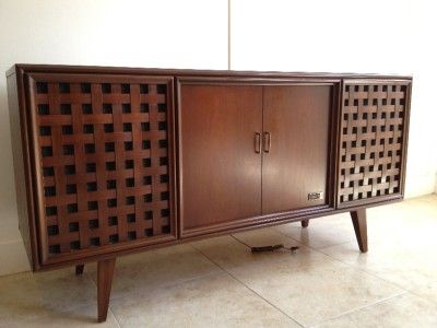 ZENITH STEREO CONSOLE RECORD PLAYER TUNER CREDENZA MID CENTURY MODERN 