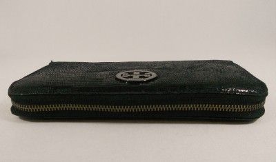 TORY BURCH WOMENS BLACK LEATHER ZIP AROUND CONTINENTAL WALLET  