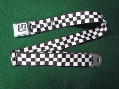 Honda Seatbelt Belt/Checkered Flag Belt w/ Honda Seatbelt Buckle sz 