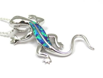   OPAL 3D GECKO MOVING LEGS HIGH POLISH SHINY SILVER 925 SLIDER PENDANT