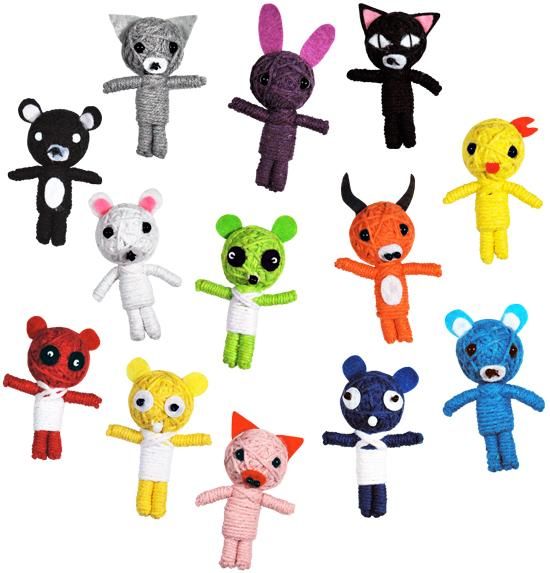 String VooDoo dolls Keychain Animals* set of 13 Figures  