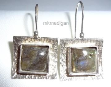 Silpada Rare Sterling Silver Labradorite Square Earrings W0882 Retired 