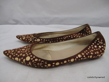 Sigerson Morrison Brown Suede Gold Stud Flats 7 B  