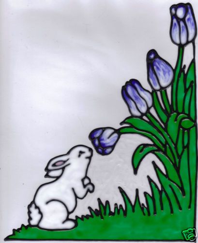 Easter bunny corner window cling set  