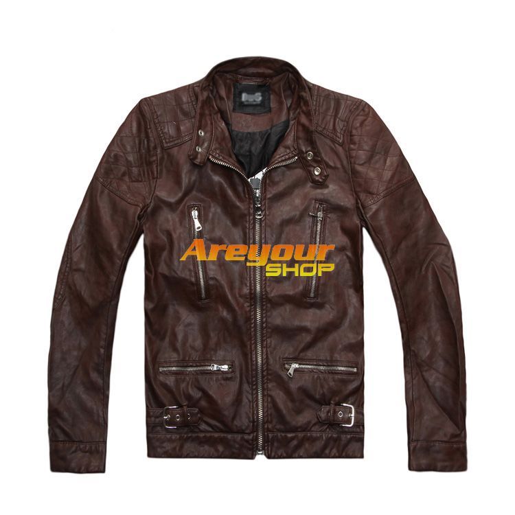   Leather Jacket Coats Sweatshirt​s Size48 56 Black Coffee #D 1900