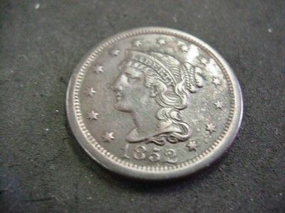 1852 BRAIDED HAIR LARGE CENT VERY FINE VF *LOOK*  