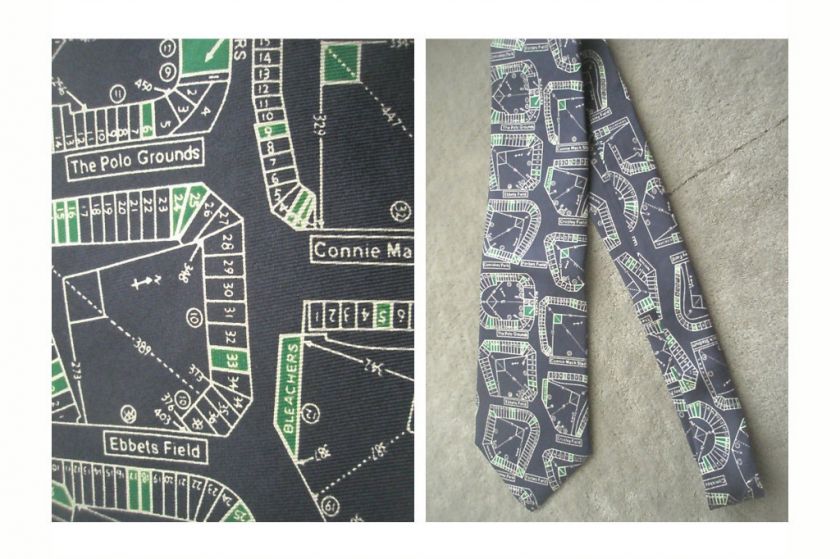 POLO GROUNDS COMISKEY PARK EBBETS FIELD SILK FABRIC TIE  