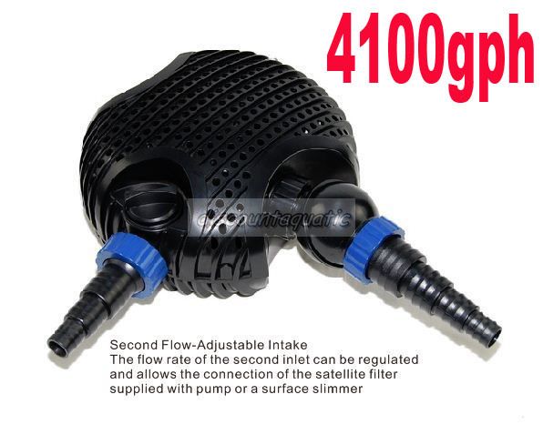 4100gph Pond Pump w/ Secondary Inlet For Pond Skimmer  