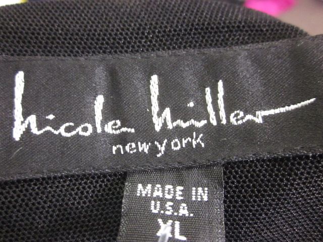 NICOLE MILLER Black Scrunched Sleeveless Shirt Sz XL  