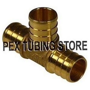 25) 1/2 x 1/2 x 3/4 PEX Tees   Brass Crimp Fitting  