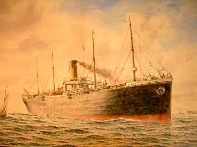 WHITE STAR LINE RMS MEDIC COMPANY ISSUED WATERCOLOUR 1899 RICHARD 