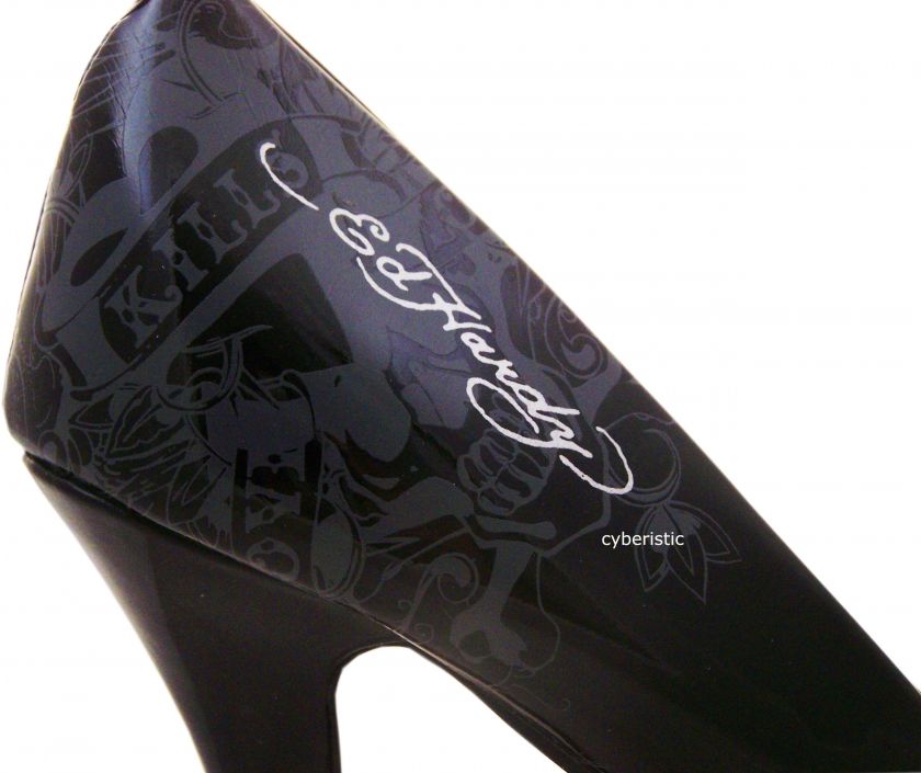 Womens Ed Hardy Sunset Love Black Pumps Heels Shoes  