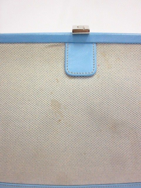 LAMBERTSON TRUEX Blue Leather Woven Satchel Handbag  