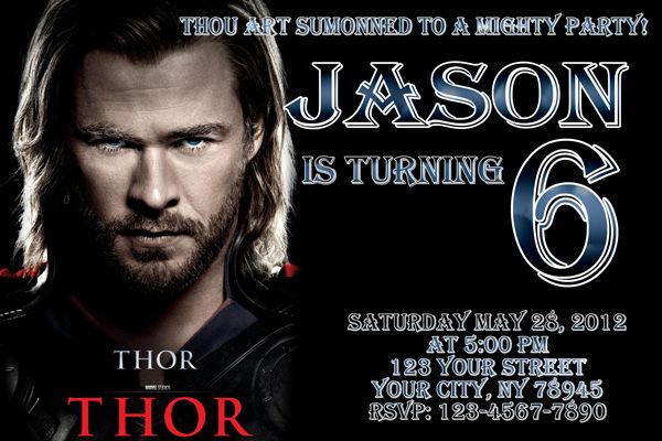 Thor Movie Birthday Party Personalized Invitation  