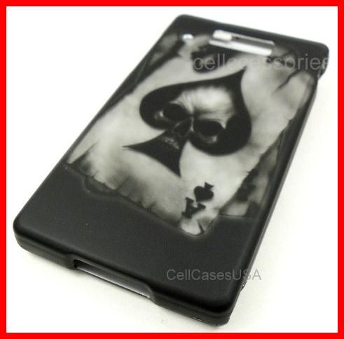 MOTOROLA TRIUMPH ACE SPADE SKULL BLACK HARD COVER CASE  