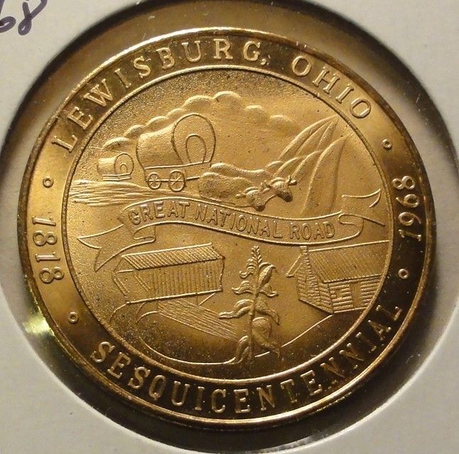 Lewisburg Ohio 1968 Commemorative Medal 33mm UNC (m315)  